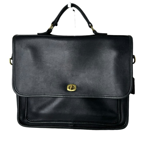 Coach Vintage Black 5181 Colebrook Leather Briefcase Crossbody Messenger Bag - Picture 1 of 14